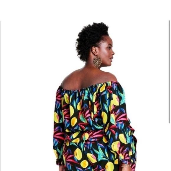 NWT Tabitha Brown x Target Lemon Print Bardot Top 4X - Picture 2 of 4